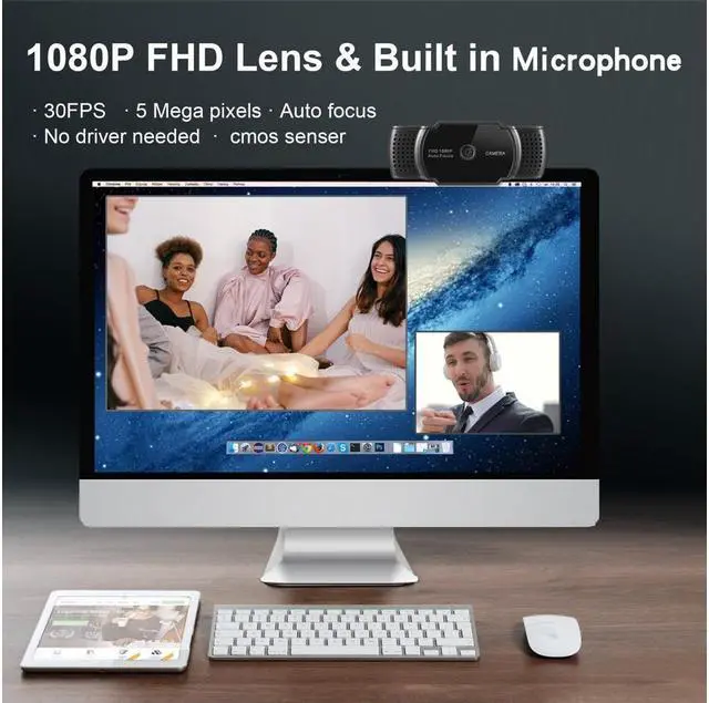 Alt view image 5 of 6 - 5MP HD 1080P Webcam Auto Focus Camera with Mic for Dektop, Laptop, Compatible with windows, Mac os for Video Conferencing, Recording, and Streaming