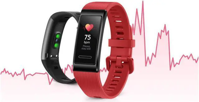 Alt view image 3 of 7 - HUAWEI Band 4 Pro - Smart Band Fitness Tracker with 0.95 Inch AMOLED Touchscreen, 24/7 Heart Rate Monitor, Blood Oxygen Saturation Monitor, Built-in GPS, 5ATM Waterproof - Cinnabar Red