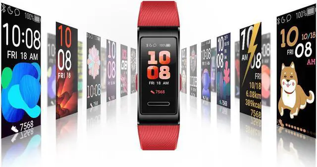 Alt view image 4 of 7 - HUAWEI Band 4 Pro - Smart Band Fitness Tracker with 0.95 Inch AMOLED Touchscreen, 24/7 Heart Rate Monitor, Blood Oxygen Saturation Monitor, Built-in GPS, 5ATM Waterproof - Cinnabar Red