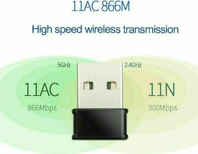 Alt view image 2 of 7 - Wireless Lan USB PC WiFi Adapter Network 802.11AC 1200Mbps Dual Band 2.4G / 5G