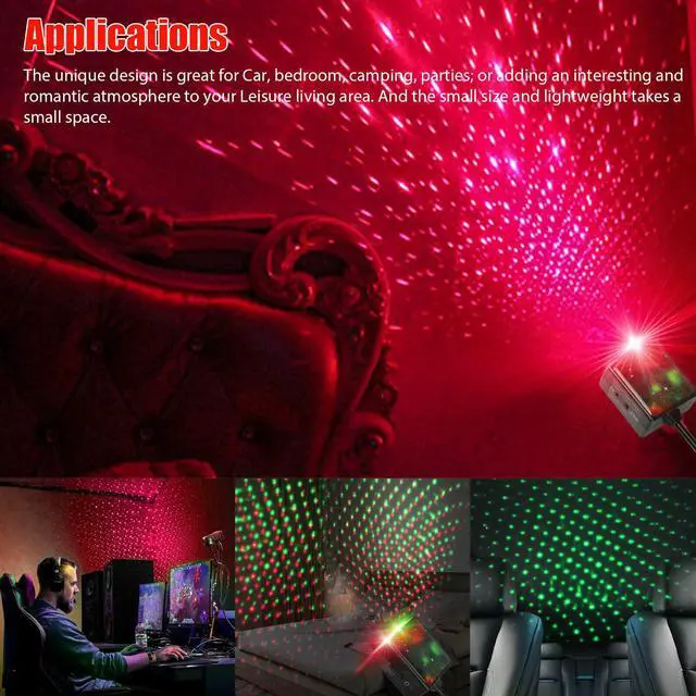 Alt view image 6 of 7 - USB Car Accessories Interior Atmosphere LED Starry Sky Lamp Ambient Night Light