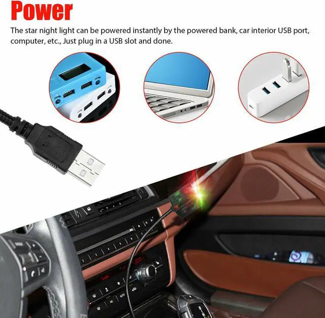 Alt view image 3 of 7 - USB Car Accessories Interior Atmosphere LED Starry Sky Lamp Ambient Night Light