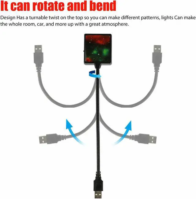 Alt view image 2 of 7 - USB Car Accessories Interior Atmosphere LED Starry Sky Lamp Ambient Night Light