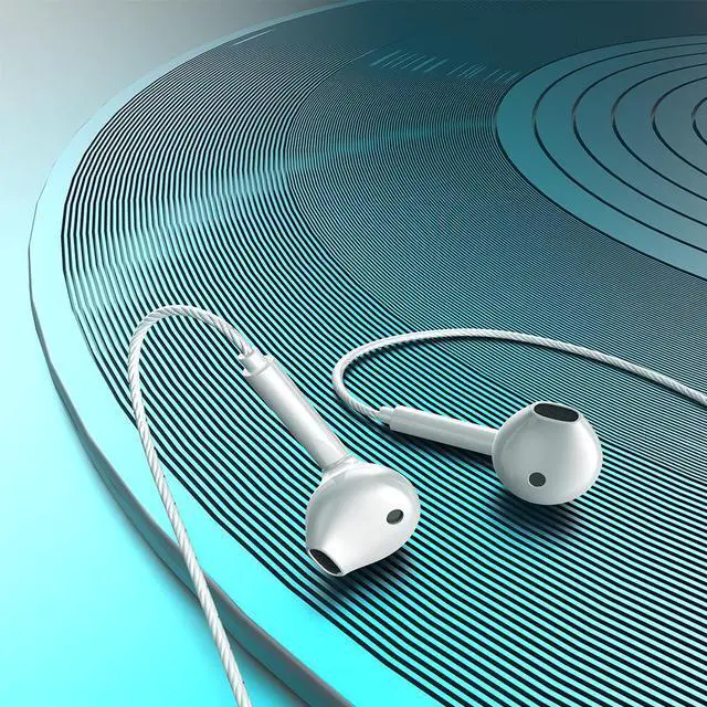 Alt view image 2 of 4 - Earbuds Headphones , Wired Earbud with Heavy Bass Stereo Noise Blocking, Microphone, Compatible with iPhone, Android Phones, Laptops, Computers, iPad or Any Device with 3.5mm Interface White