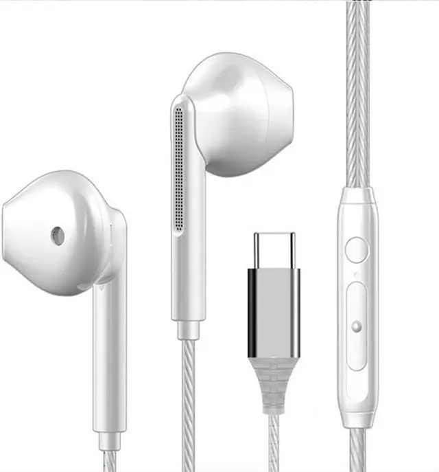 Main image of USB Type C Headphones, HiFi Stereo Wired Earphone Compatible Huawei Xiaomi White