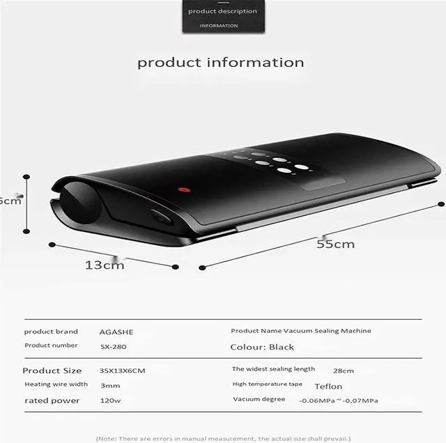 Alt view image 6 of 7 - Vacuum sealing machine - food vacuum sealing machine for food fresh-keeping device,17*25 grain bags*10 pieces as a gift,and SX-280-acuum sealing machine for fresh-keeping