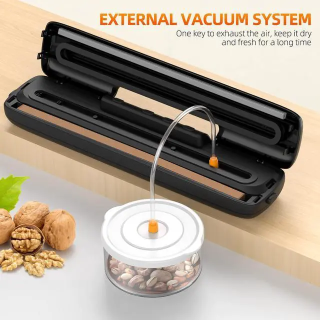 Alt view image 4 of 7 - Vacuum-Sealer-Machine - Food Vacuum Sealer for Food Saver - Automatic Air Sealing System for Food Storage Dry and Moist Food Modes Compact Design 12.6 Inch with 15Pcs Seal Bags Starter Kit