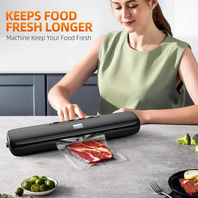 Alt view image 3 of 7 - Vacuum-Sealer-Machine - Food Vacuum Sealer for Food Saver - Automatic Air Sealing System for Food Storage Dry and Moist Food Modes Compact Design 12.6 Inch with 15Pcs Seal Bags Starter Kit