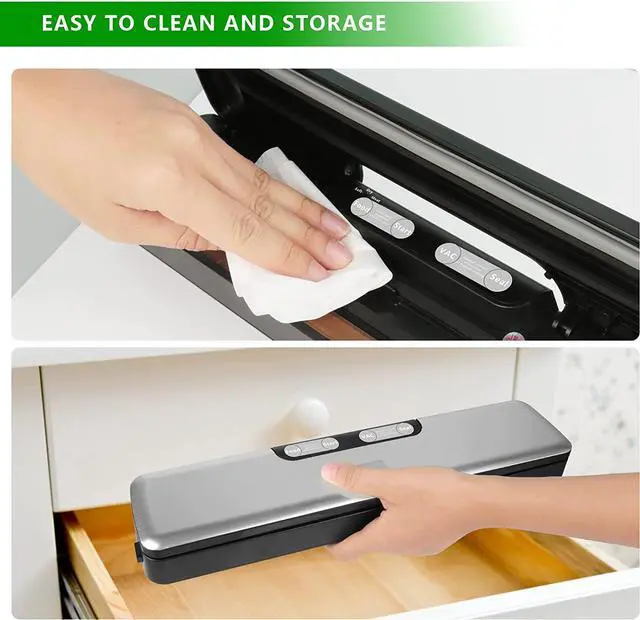 Alt view image 3 of 7 - Vacuum Sealer Machine,  Lightweight Food Vacuum Sealer Compact Machine for Food Preservation, Automatic Food Sealer Saver Vacuum Machine Easy to Use, Clean and Storage for Home Kitchen (Silver)