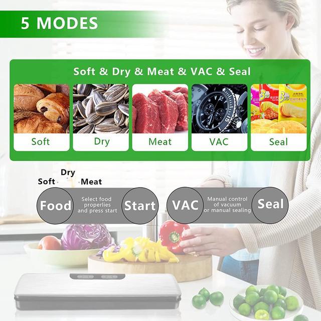 Vacuum Sealer Machine, Lightweight Food Vacuum Sealer Compact Machine for  Food Preservation, Automatic Food Sealer Saver Vacuum Machine Easy to Use,  Clean and Storage for Home Kitchen (Silver) 