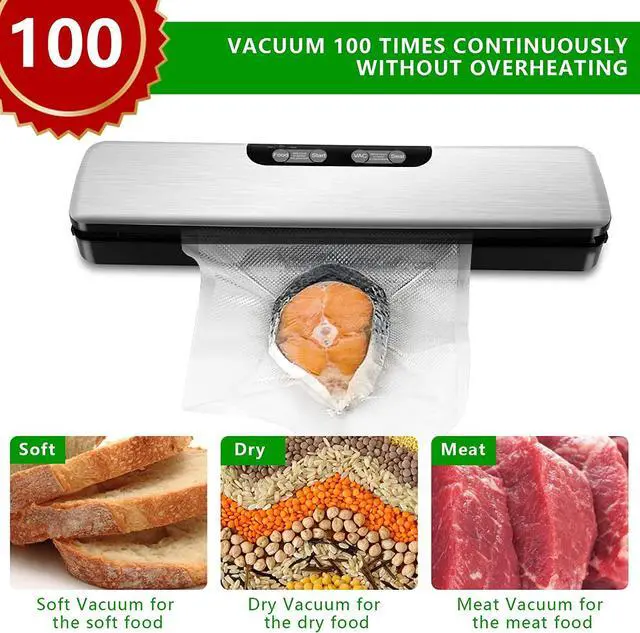 Alt view image 4 of 7 - Vacuum Sealer Machine,  Lightweight Food Vacuum Sealer Compact Machine for Food Preservation, Automatic Food Sealer Saver Vacuum Machine Easy to Use, Clean and Storage for Home Kitchen (Silver)
