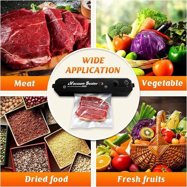 Alt view image 5 of 7 - Vacuum Sealer Machine for Food Srorage, Automatic Food Sealer Dry Moist Air Sealing System, with 10 Food Vacuum Sealers Precut Bags
