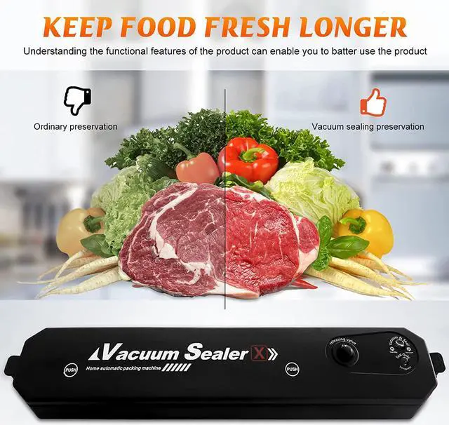 Alt view image 7 of 7 - Vacuum Sealer Machine for Food Srorage, Automatic Food Sealer Dry Moist Air Sealing System, with 10 Food Vacuum Sealers Precut Bags