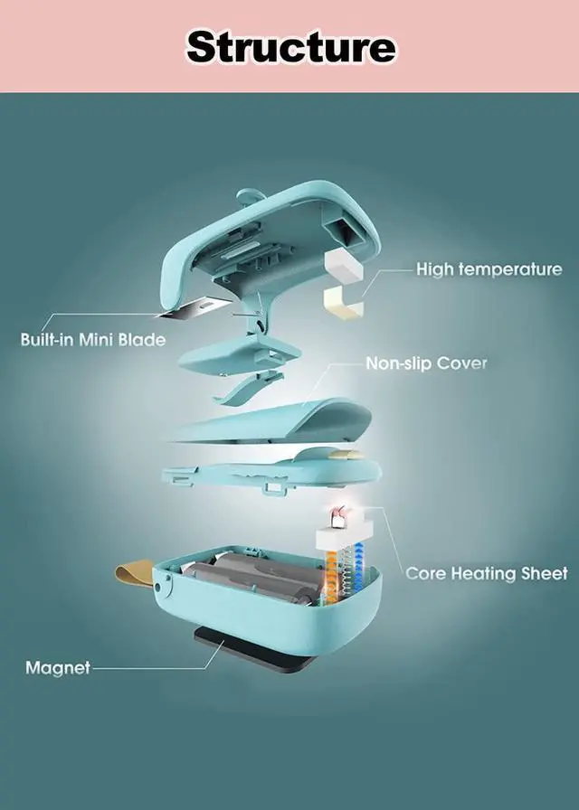 Alt view image 4 of 7 - Mini Bag Sealer,Handheld Heat Vacuum Sealer,Cutter with Lanyard and 2 in 1 Heat Sealer,Portable Bag Resealer Machine for Plastic Bags Food Storage Snacks Freshness (Blue)