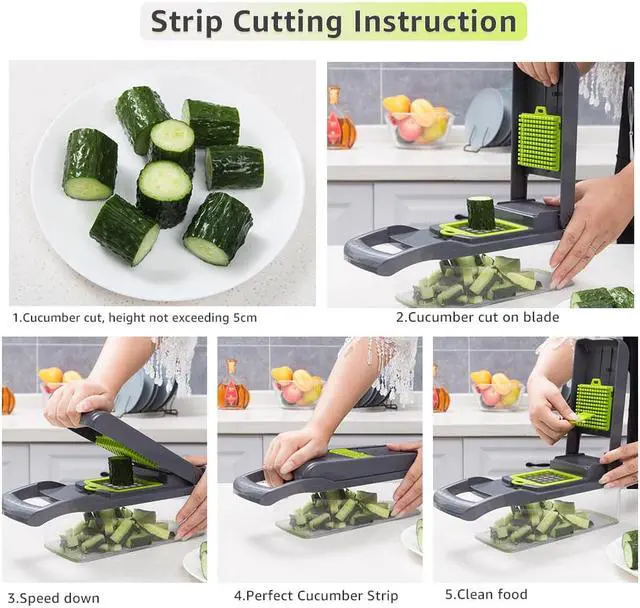 Alt view image 5 of 7 - 8 Blade Vegetable Slicer, Onion Mincer Chopper, Vegetable Chopper, Cutter, Dicer, Egg Slicer with Container(Gray)