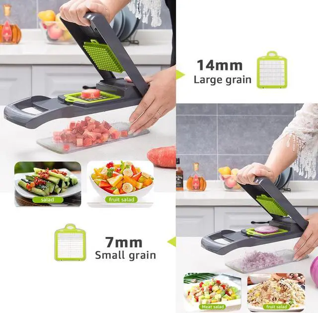 Alt view image 4 of 7 - 8 Blade Vegetable Slicer, Onion Mincer Chopper, Vegetable Chopper, Cutter, Dicer, Egg Slicer with Container(Gray)