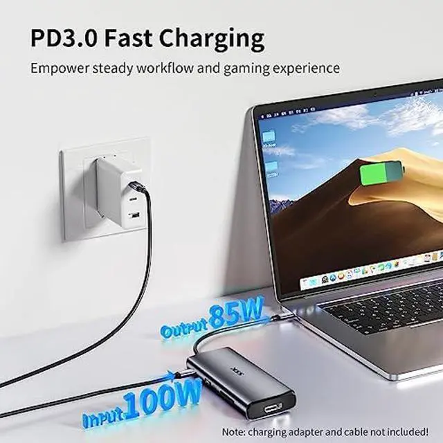 Alt view image 5 of 5 - SSK USB C Docking Station 3 Monitors, 9 in 1 Single 8K/Dual 4K60Hz USB C Hub DisplayPort Dock with 2 HDMI Ports,Displayport,100W PD,3 USBs,SD/TF, Laptop Docking Station for MacBook Pro HP Lenovo