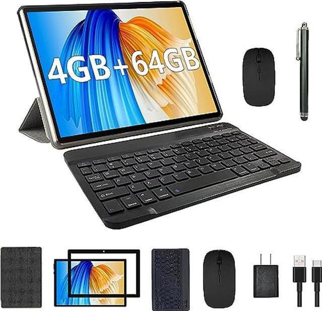 2 in 1 Tablet, 10 inch Tablet Android 11.0 Tablets PC with Keyboard Case  Mouse Stylus Film, 4GB RAM+64GB ROM 512GB Expandable Tableta Computer, 10.1