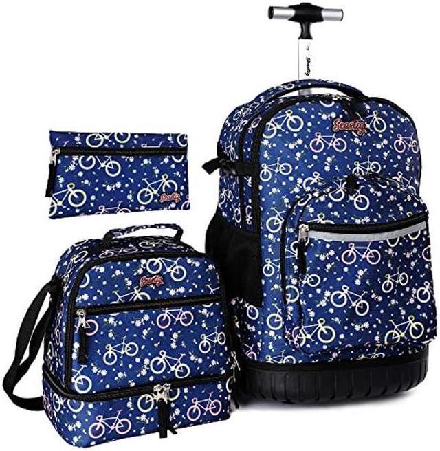 Rolling backpack outlet with lunch bag