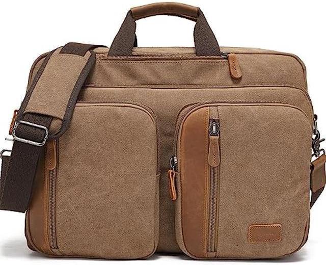 JIELV 3 in 1 Convertible Messenger Bag,17.3 Inch Laptop Backpack,Shoulder  Bag,Business Handbags,Briefcase Computer Backpack for Men Women (Brown)