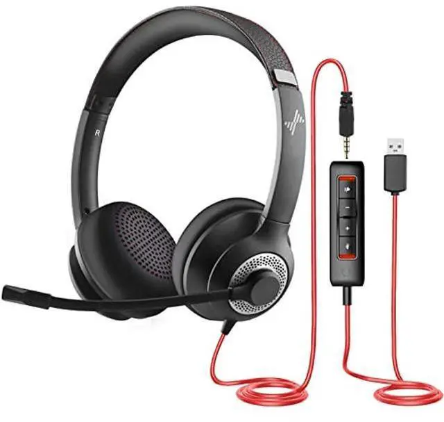 Main image of EAGLEND USB Headset with Mic for PC, On-Ear Computer Laptop Headphones with Noise Cancelling Microphone in-line Control for Home Office Online Class Skype Zoom