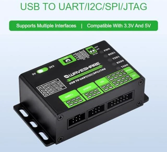 Alt view image 2 of 5 - USB To UART/I2C/SPI/JTAG Converter, Support USB to 2-CH UART,USB to 1-CH UART+ 1-CH I2C+1-CH SPI, USB to 1-CH UART+1-CH JTAG, Compatible Win7/8/8.1/10/11, Linux, 3.3V and 5V, Aluminum Alloy Case