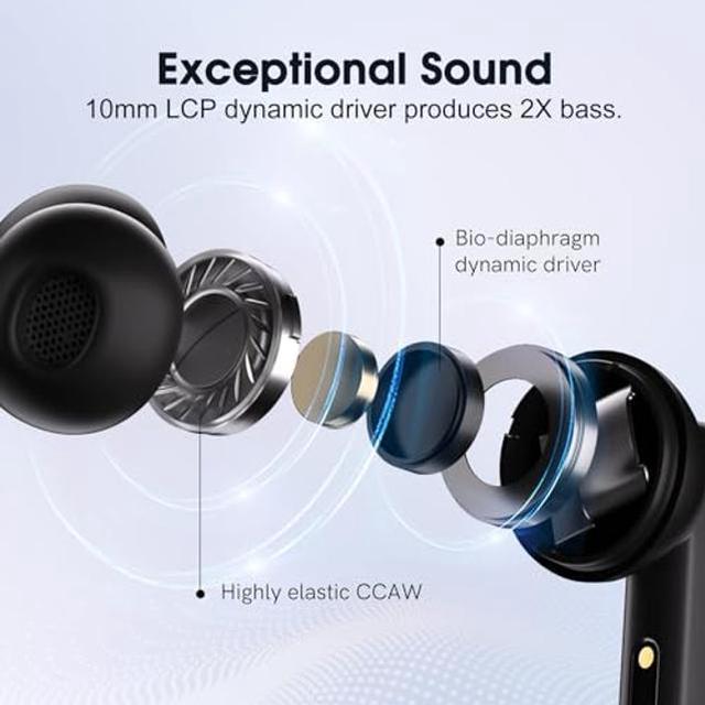 QCY T13 ANC Active Noise Cancelling Wireless Earbuds, Bluetooth 5.3  Headphones with 30H Playtime Charging Case, IPX5 Waterproof Ear Buds for  iPhone