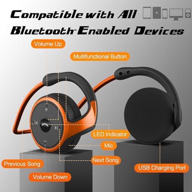 RTUSIA Small Bluetooth Headphones Wrap Around Head Sports