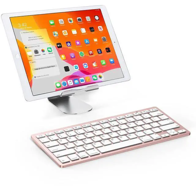 Alt view image 2 of 5 - OMOTON Bluetooth Keyboard Compatible with iPad 10th Generation, iPad 10.2 (9th/8th/7th), iPad Pro 13/12.9/11 inch, iPad Air 13/11 inch, iPad Air/Mini and More iOS Devices, Pink Gold