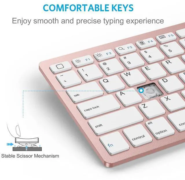 Alt view image 4 of 5 - OMOTON Bluetooth Keyboard Compatible with iPad 10th Generation, iPad 10.2 (9th/8th/7th), iPad Pro 13/12.9/11 inch, iPad Air 13/11 inch, iPad Air/Mini and More iOS Devices, Pink Gold
