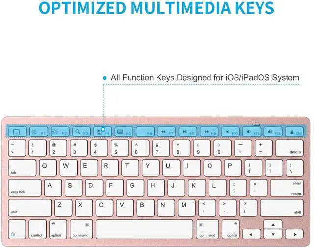 Alt view image 3 of 5 - OMOTON Bluetooth Keyboard Compatible with iPad 10th Generation, iPad 10.2 (9th/8th/7th), iPad Pro 13/12.9/11 inch, iPad Air 13/11 inch, iPad Air/Mini and More iOS Devices, Pink Gold