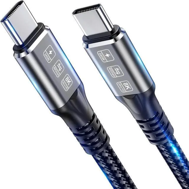 Main image of 240W Thunderbolt 4 Cable 6.6ft, USB C Thunderbolt 4 Cable Monitor Cable Supports 40Gbps Data Transfer and Single 8K/Dual 4K Video Compatible With Thunderbolt 4/3 Monitor, Hub, Docking Stations-Black