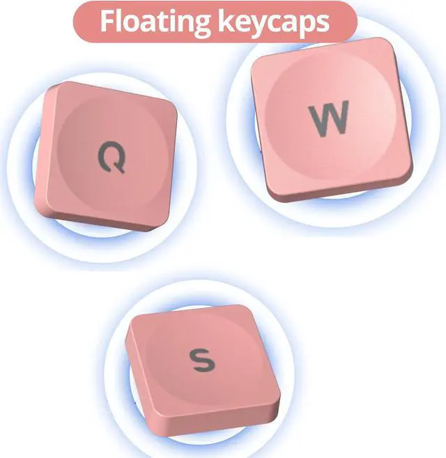 Alt view image 4 of 4 - Owpkeenthy Pink Keyboard Full-Size Cute Light Up Typewriter Silent Office Gaming Keyboard with Metal Panel for Laptop PC Desktops (104 Pink)