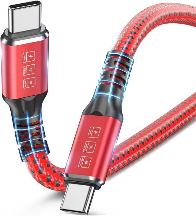 Main image of Thunderbolt 4 Cable 6.6FT 240W USB4 Cable Supports 40Gbps High-Speed Data Transfer/8K/Dual 4k Display USB C to USB C Cable Fast Charging for Thunderbolt 4/3 Monitor/Hub/ Docking Stations and More Red