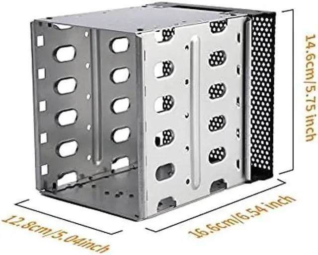 Alt view image 2 of 5 - Stainless Steel Hard Drive Cage, 5.25" to 5X3.5 Rack SAS for Computer, Hard Driver Tray with Fan Space, Hard Drive Cage Adapter Rack Bracket