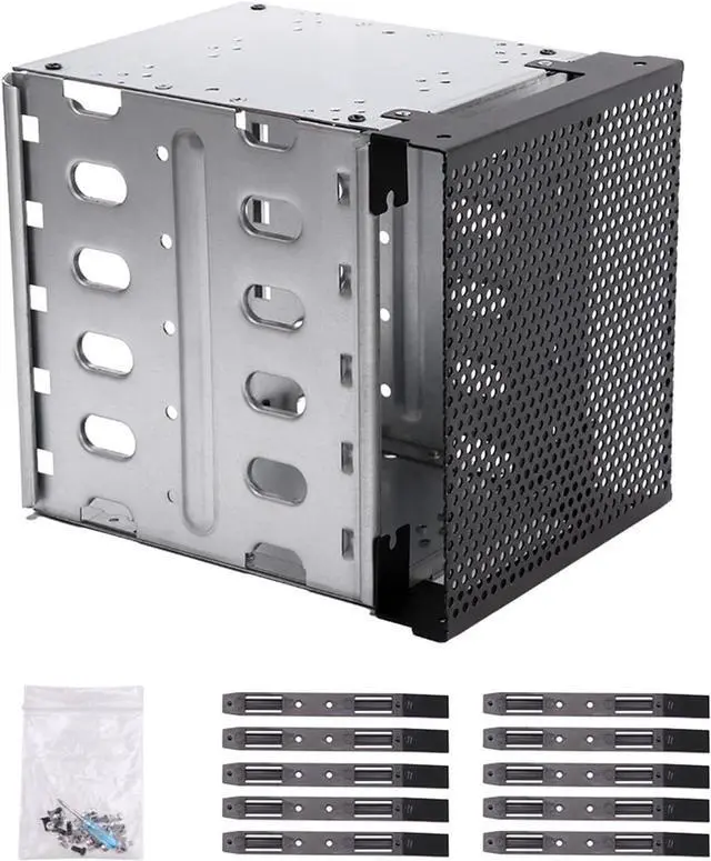 Main image of Stainless Steel Hard Drive Cage, 5.25" to 5X3.5 Rack SAS for Computer, Hard Driver Tray with Fan Space, Hard Drive Cage Adapter Rack Bracket