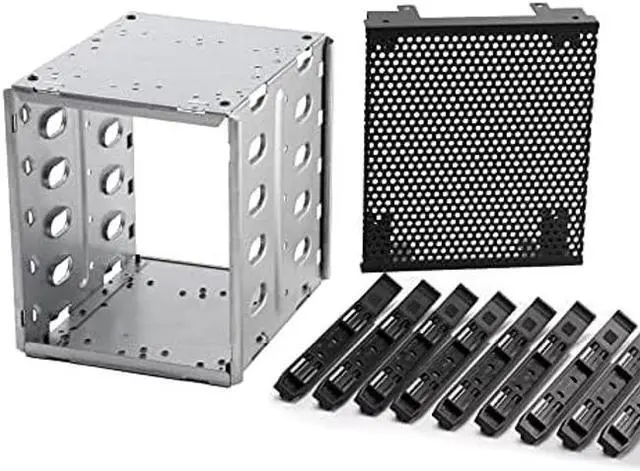 Alt view image 3 of 5 - Stainless Steel Hard Drive Cage, 5.25" to 5X3.5 Rack SAS for Computer, Hard Driver Tray with Fan Space, Hard Drive Cage Adapter Rack Bracket