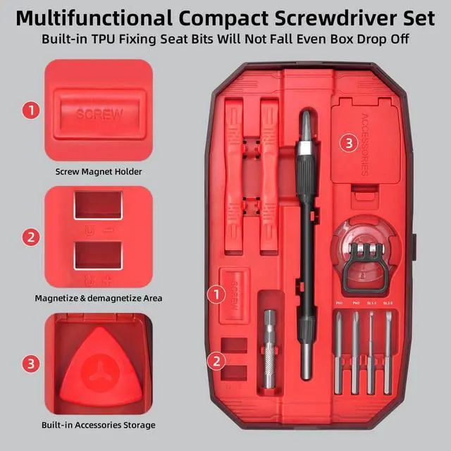 Alt view image 3 of 5 - SHARDEN Precision Screwdriver Set 153 in 1 Small Screwdriver Set with Case Magnetic Electronic Repair Tool Kit for Computer, Laptop, Cell Phone, PC, iPhone, MacBook, PS5, PS4, Xbox, Eyeglasses, Watch