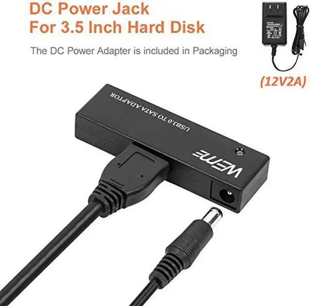 Alt view image 5 of 5 - WEme USB 3.0 to SATA Converter Adapter for 2.5 3.5 Inch Hard Drive Disk SSD HDD, Power Adapter and USB 3.0 Cable Included