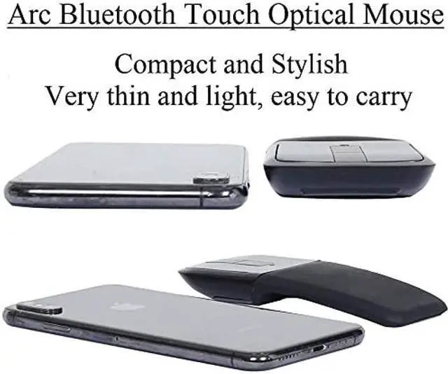 Alt view image 2 of 5 - WUDEMWWFE Bluetooth Arc Touch Mouse Slim Mini Wireless Curved Computer Mouse Folding Optical Mice Portable Foldable Mouse for Laptop PC iPad MacBook Tablet Smart Phone - Black
