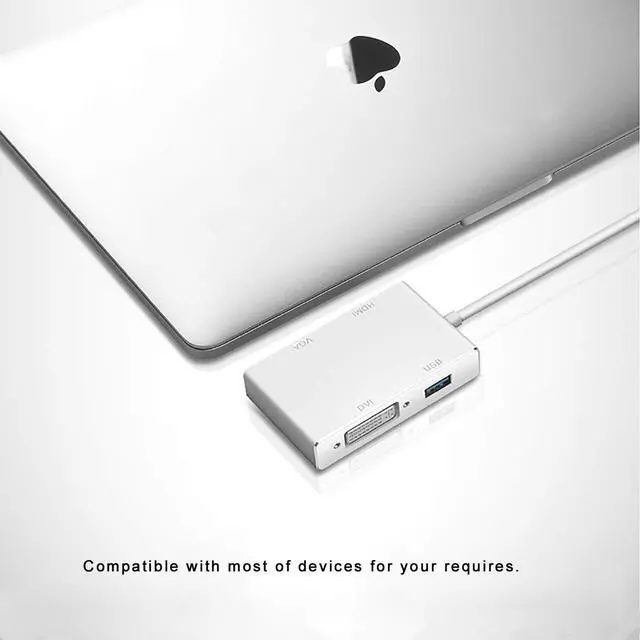 Alt view image 5 of 5 - USB C to VGA HDMI DVI USB3.0 Adapter, 4 in 1 USB3.1 Type-C Hub Male to Female Multi-Display Video Converter for Mac Pro, MacBook Air, iPad Pro, XPS, and More