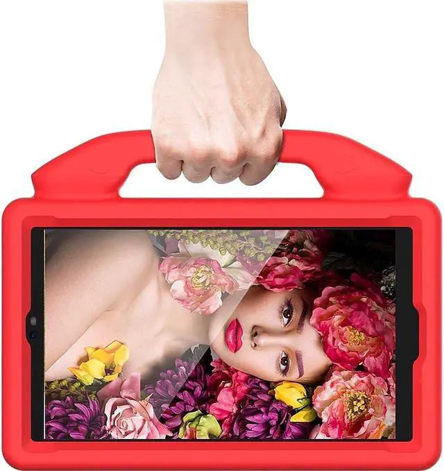 Alt view image 4 of 5 - SaharaCase KidProof Case for Samsung Galaxy Tab A7 Lite - Built-in Kickstand, Convenient Handle, Shock-Absorbing Corners (Red)