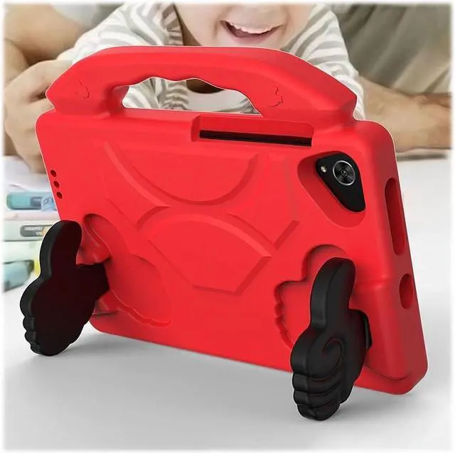 Alt view image 5 of 5 - SaharaCase KidProof Case for Samsung Galaxy Tab A7 Lite - Built-in Kickstand, Convenient Handle, Shock-Absorbing Corners (Red)