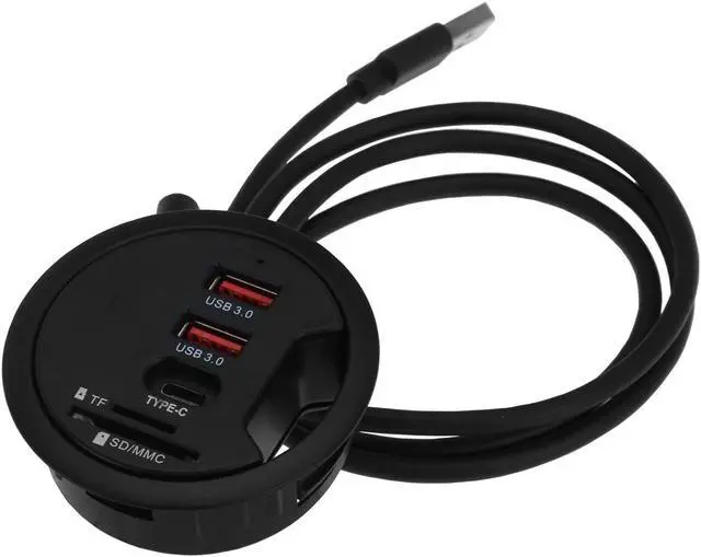 Alt view image 2 of 4 - SEDNA - 60 cm Grommet Hole - in Desk - USB 3.2 Gen I (5Gbps) 3 Port Hub (2A1C) with SD/TF Card Reader, with 5V4A AC/DC Adapter