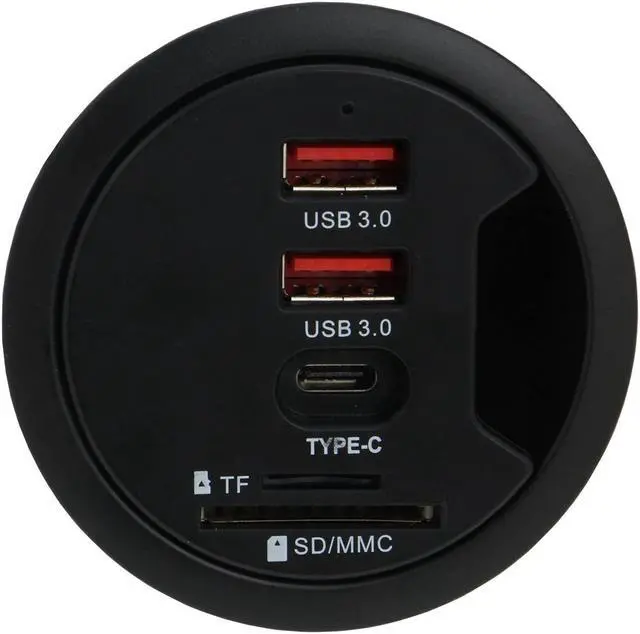 Alt view image 3 of 4 - SEDNA - 60 cm Grommet Hole - in Desk - USB 3.2 Gen I (5Gbps) 3 Port Hub (2A1C) with SD/TF Card Reader, with 5V4A AC/DC Adapter