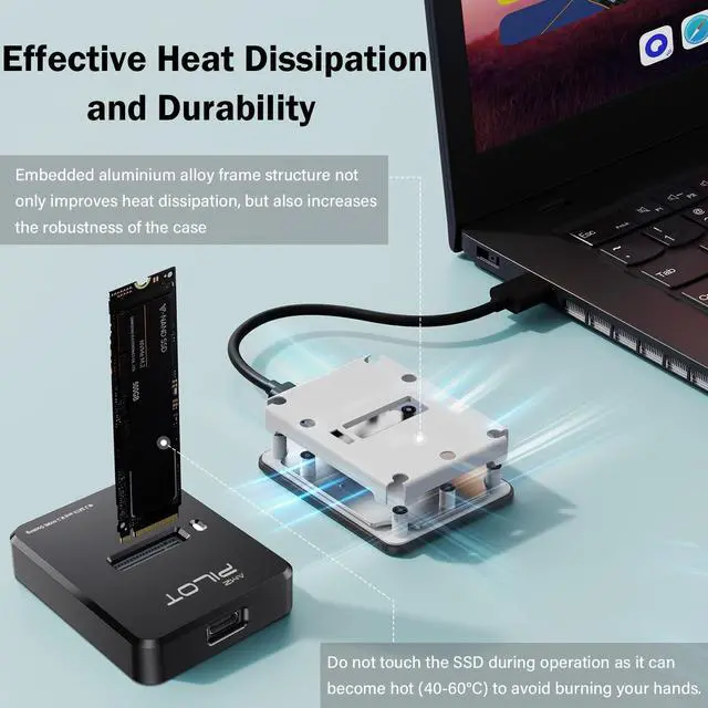 Alt view image 5 of 5 - AMZPILOT M.2 NVMe & SATA to USB C Docking Station, M.2 SSD to USB A C Reader Adapter for Both M Key & B+M Key NVMe PCIE and SATA NGFF SSD Dock, Size for 22110 2280 2260 2242 2230 Enclosure - Square