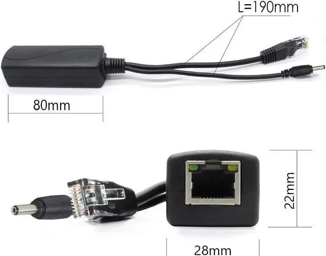 Alt view image 3 of 5 - ANVISION 4-Pack 5V Gigabit PoE Splitter, 48V to 5V 2.4A Adapter, 10/100/1000Mbps, Plug 3.5mm x 1.35mm, 5.5mm x 2.1mm Connector, IEEE 802.3af Compliant, for IP Camera and More