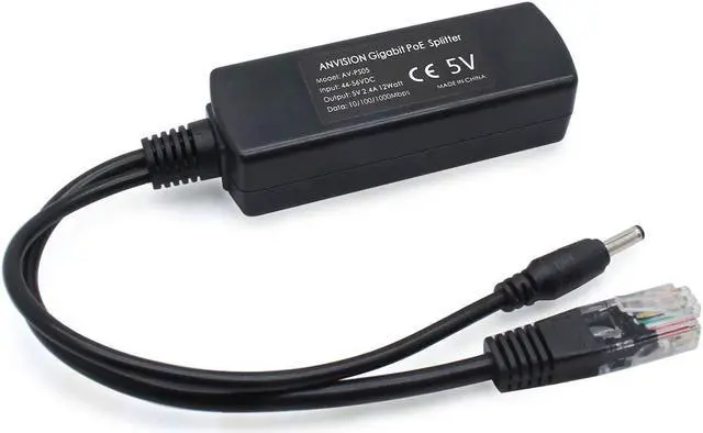 Alt view image 4 of 5 - ANVISION 4-Pack 5V Gigabit PoE Splitter, 48V to 5V 2.4A Adapter, 10/100/1000Mbps, Plug 3.5mm x 1.35mm, 5.5mm x 2.1mm Connector, IEEE 802.3af Compliant, for IP Camera and More