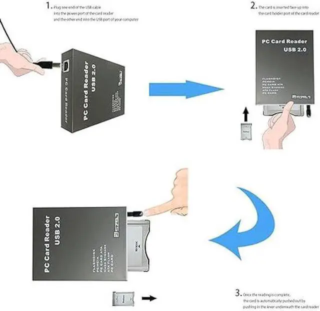 Alt view image 3 of 5 - SZBJ USB2.0 Plastic Version Interface PCMCIA Card Reader,Read Flashdisk,PCMCIA,PC Card ATA,Mass Storage ATA Flash,PC Card (Card Reader, Gray)