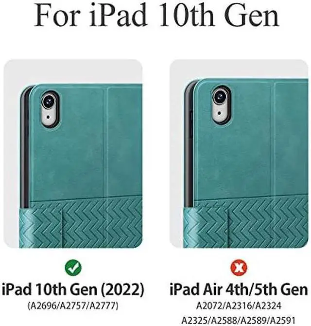 Alt view image 2 of 5 - auaua Case for iPad 10th Generation 2022, 10.9 inch Case with Pencil Holder, Auto Sleep/Wake, Adjustable Stand, PU Leather (Green)